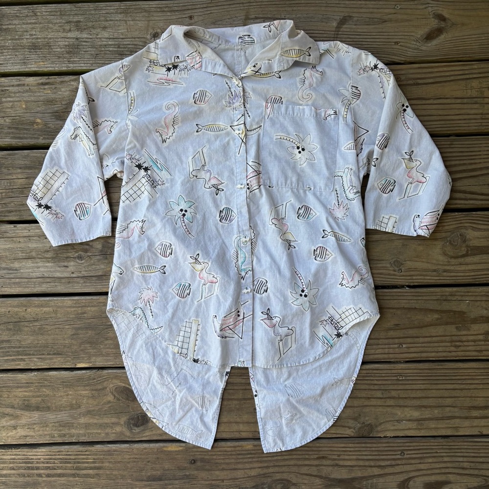 VTG ‘80s Tropical Shirt with Alligator Buttons